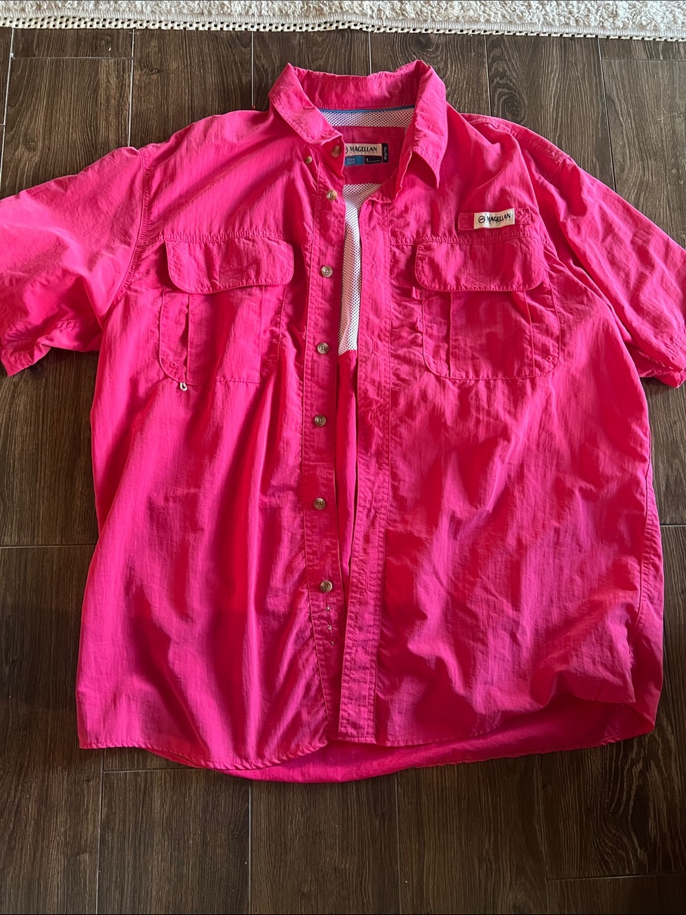 Magellan Outdoors Men’s Short-Sleeve Button-Down Shirt - Hot Pink